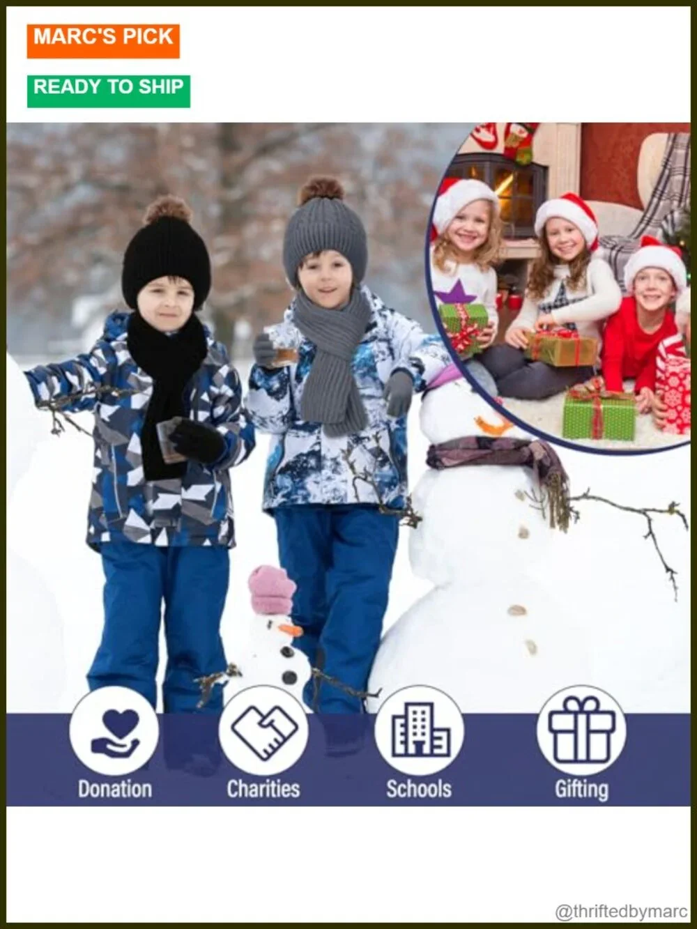 Kids Winter Accessories Set Pom Pom Beanie Hat Scarf Touchscreen Gloves 12